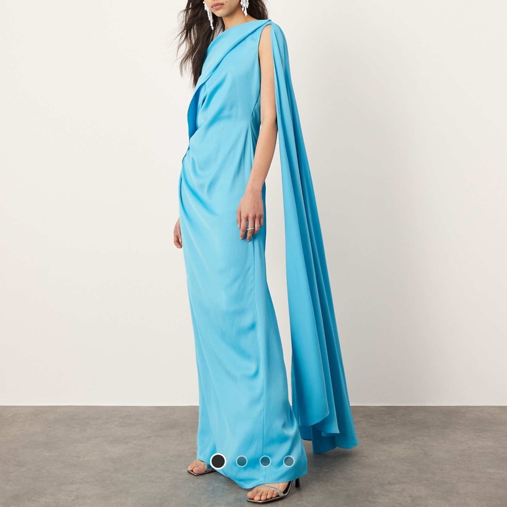 Elegant Blue Gown with Cape